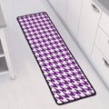 Purple And White Houndstooth Print Long Kitchen Mat