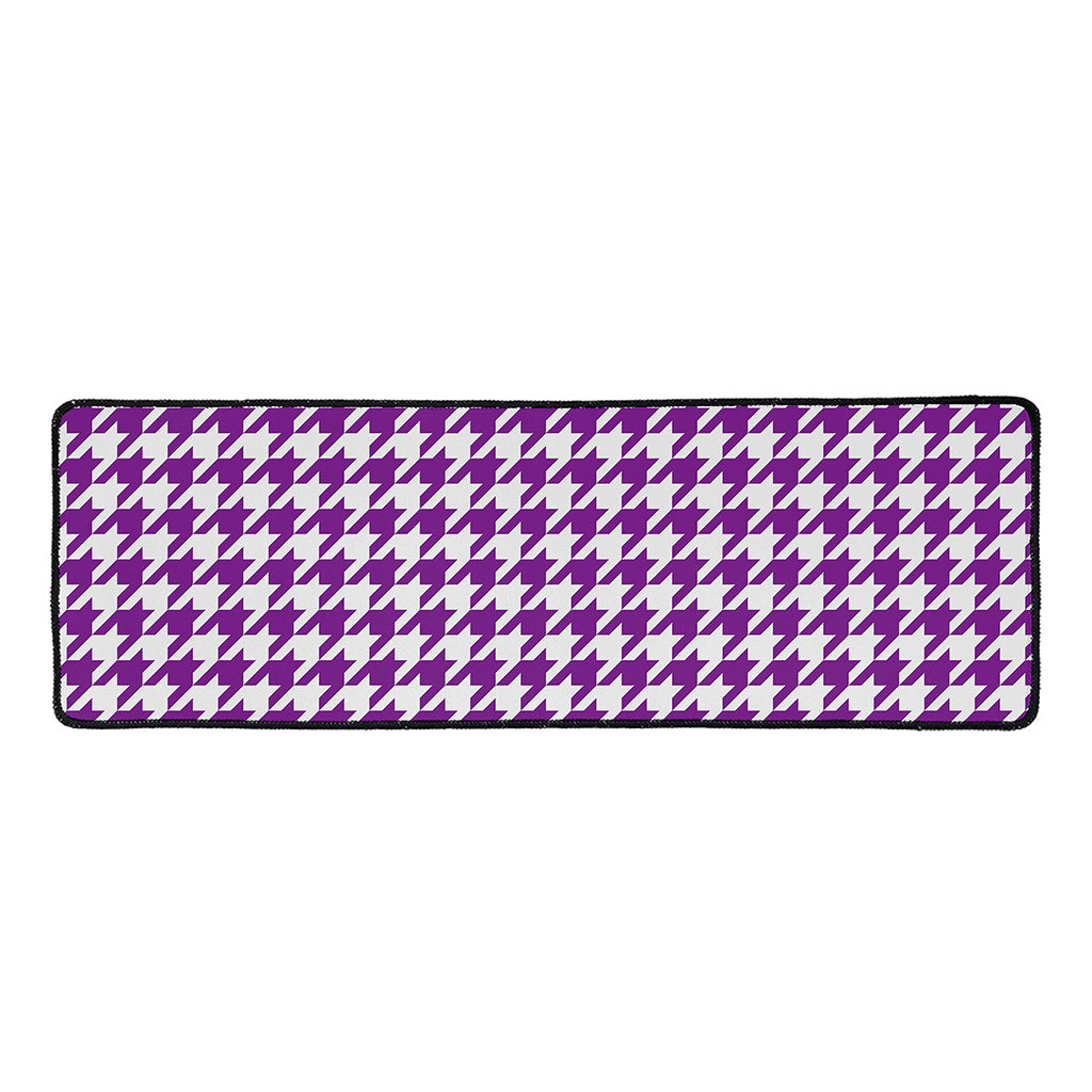Purple And White Houndstooth Print Long Kitchen Mat