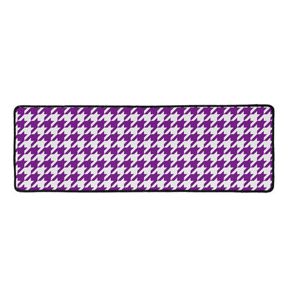 Purple And White Houndstooth Print Long Kitchen Mat