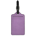 Purple And White Houndstooth Print Luggage Tag