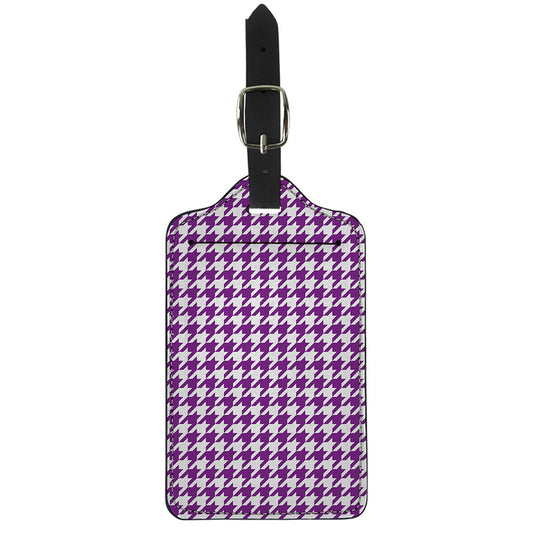 Purple And White Houndstooth Print Luggage Tag