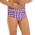 Purple And White Houndstooth Print Men's Briefs