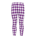 Purple And White Houndstooth Print Men's leggings