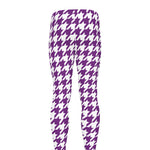 Purple And White Houndstooth Print Men's leggings