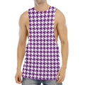 Purple And White Houndstooth Print Men's Muscle Tank Top