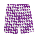 Purple And White Houndstooth Print Men's Sports Shorts