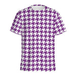 Purple And White Houndstooth Print Men's Sports T-Shirt