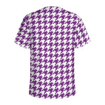 Purple And White Houndstooth Print Men's Sports T-Shirt