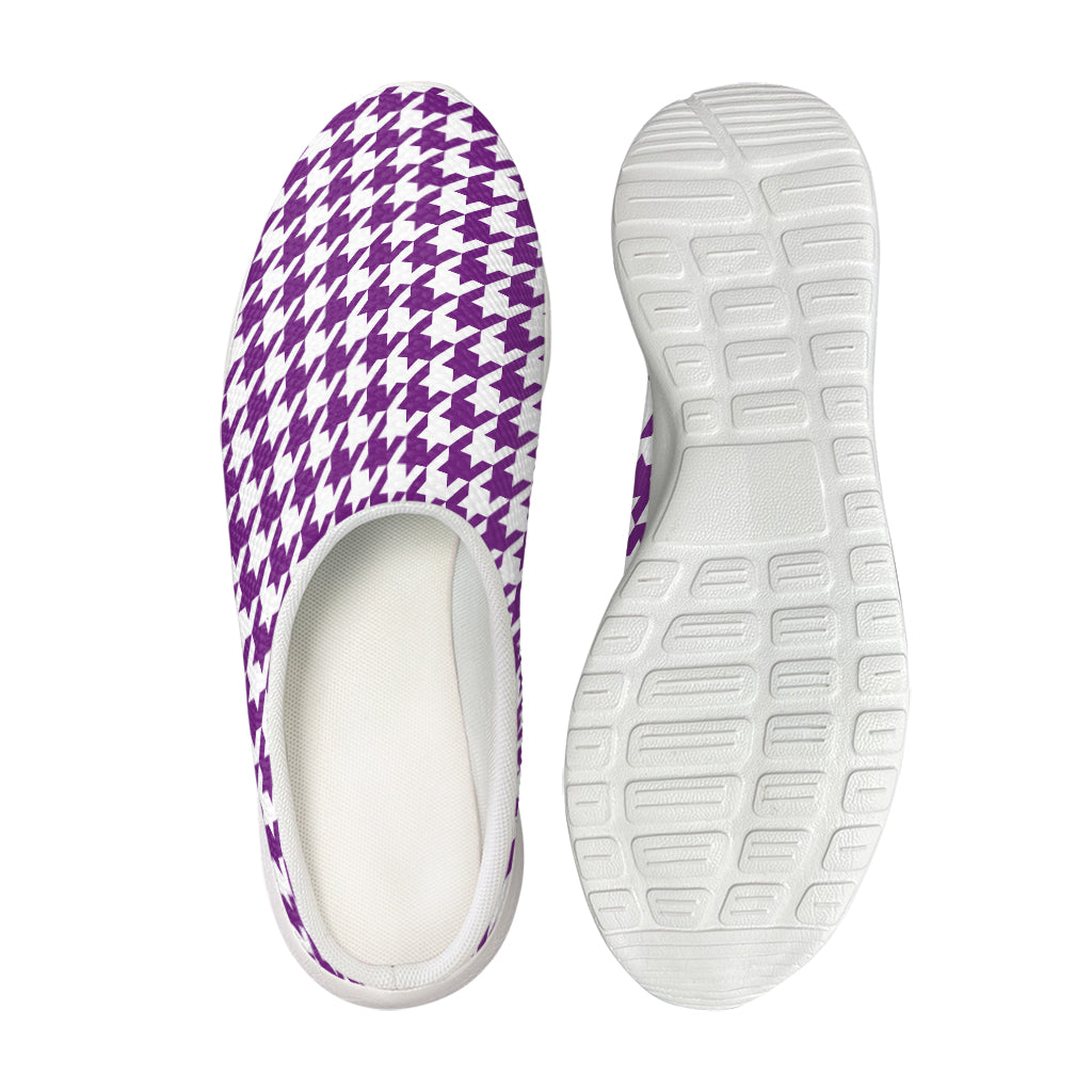 Purple And White Houndstooth Print Mesh Casual Shoes