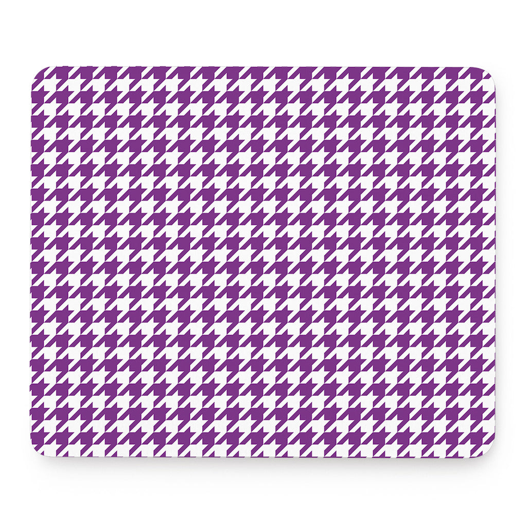 Purple And White Houndstooth Print Mouse Pad