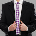 Purple And White Houndstooth Print Necktie