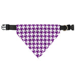 Purple And White Houndstooth Print Over The Collar Dog Bandana