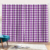 Purple And White Houndstooth Print Pencil Pleat Curtains