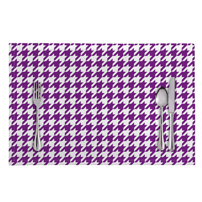 Purple And White Houndstooth Print Placemat