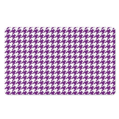 Purple And White Houndstooth Print Polyester Doormat