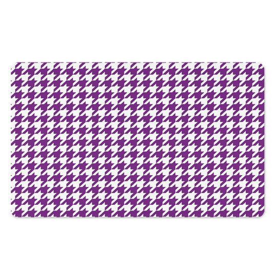 Purple And White Houndstooth Print Polyester Doormat