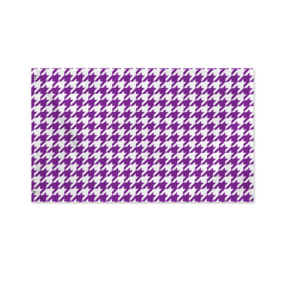 Purple And White Houndstooth Print Polyester Flag
