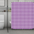 Purple And White Houndstooth Print Polyester Shower Curtain