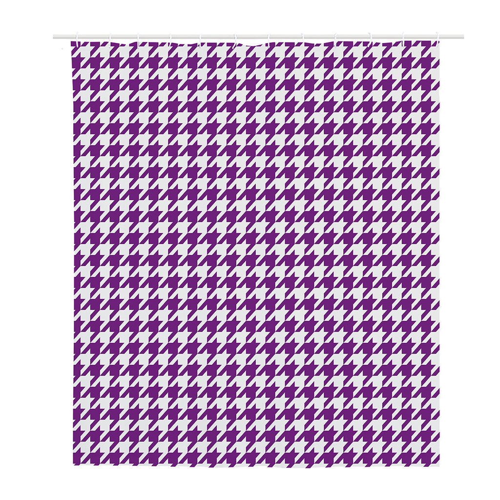 Purple And White Houndstooth Print Polyester Shower Curtain