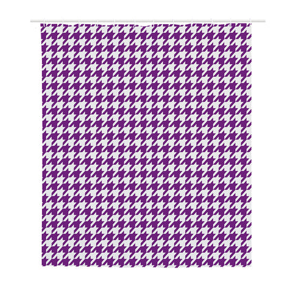 Purple And White Houndstooth Print Polyester Shower Curtain