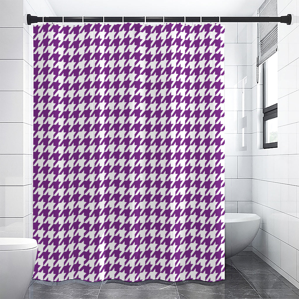 Purple And White Houndstooth Print Premium Shower Curtain