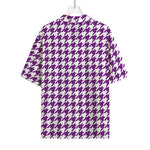 Purple And White Houndstooth Print Rayon Hawaiian Shirt