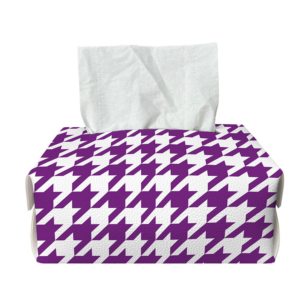 Purple And White Houndstooth Print Rectangle Tissue Box Cover