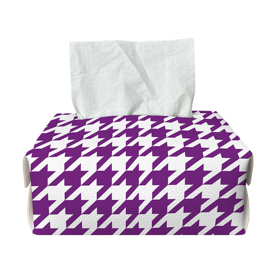 Purple And White Houndstooth Print Rectangle Tissue Box Cover