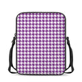 Purple And White Houndstooth Print Rectangular Crossbody Bag