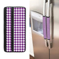 Purple And White Houndstooth Print Refrigerator Handle Covers