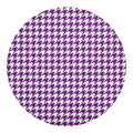 Purple And White Houndstooth Print Round Blanket