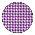 Purple And White Houndstooth Print Round Floor Mat