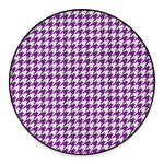 Purple And White Houndstooth Print Round Floor Mat
