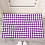Purple And White Houndstooth Print Rubber Doormat