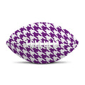 Purple And White Houndstooth Print Rugby Ball