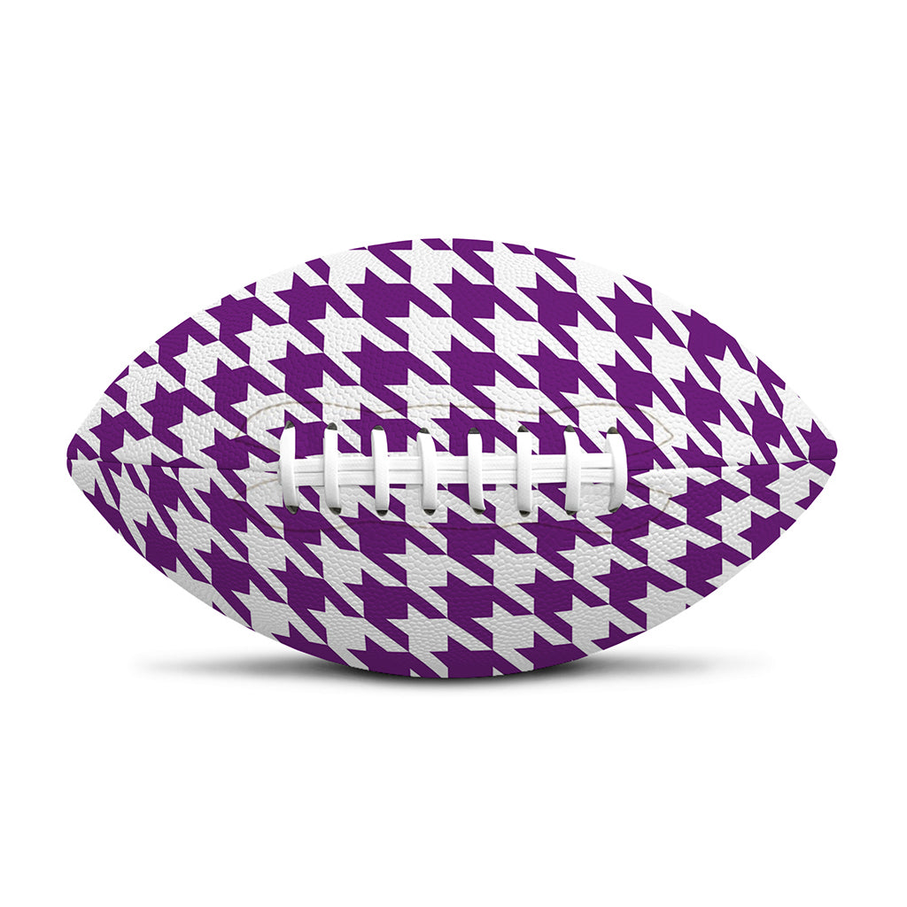 Purple And White Houndstooth Print Rugby Ball