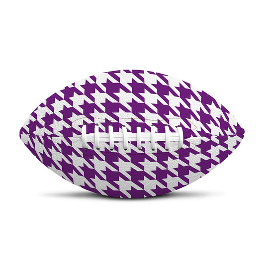 Purple And White Houndstooth Print Rugby Ball