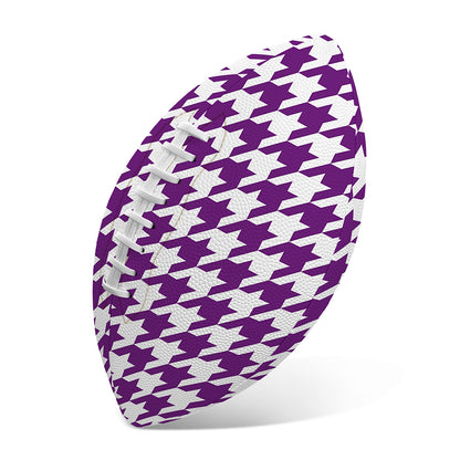 Purple And White Houndstooth Print Rugby Ball