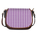 Purple And White Houndstooth Print Saddle Bag