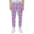 Purple And White Houndstooth Print Joggers