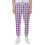 Purple And White Houndstooth Print Scuba Joggers