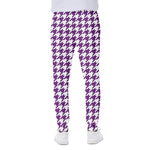 Purple And White Houndstooth Print Scuba Joggers