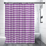 Purple And White Houndstooth Print Shower Curtain