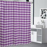 Purple And White Houndstooth Print Shower Curtain