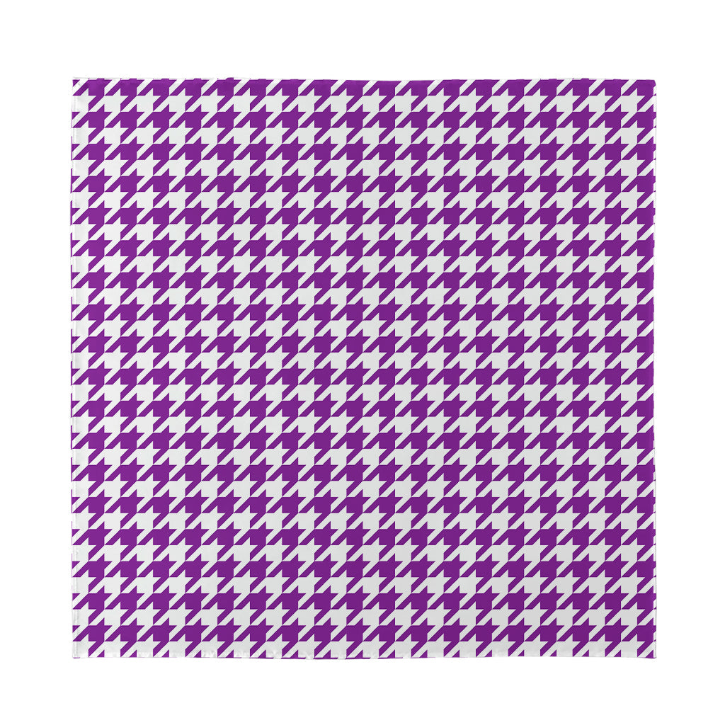 Purple And White Houndstooth Print Silk Bandana