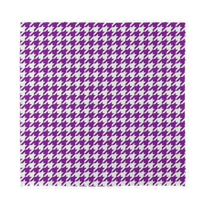 Purple And White Houndstooth Print Silk Bandana