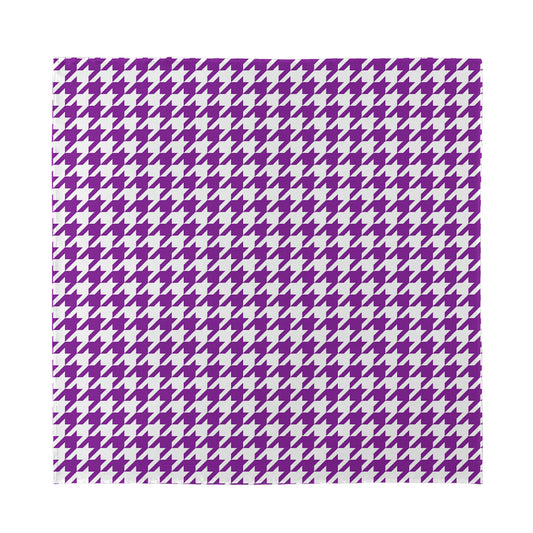 Purple And White Houndstooth Print Silk Bandana