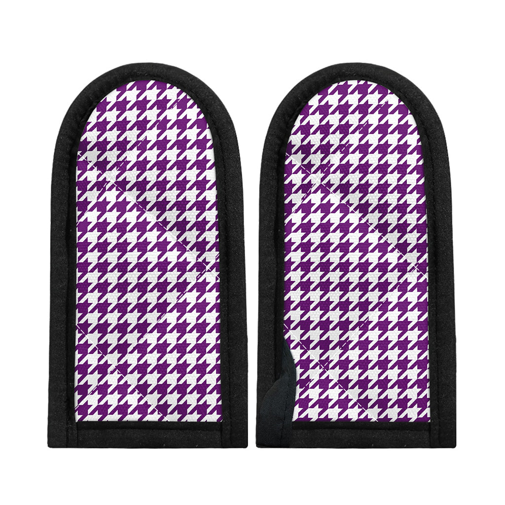 Purple And White Houndstooth Print Skillet Handle Cover