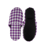 Purple And White Houndstooth Print Slippers