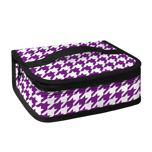 Purple And White Houndstooth Print Small Lunch Bag